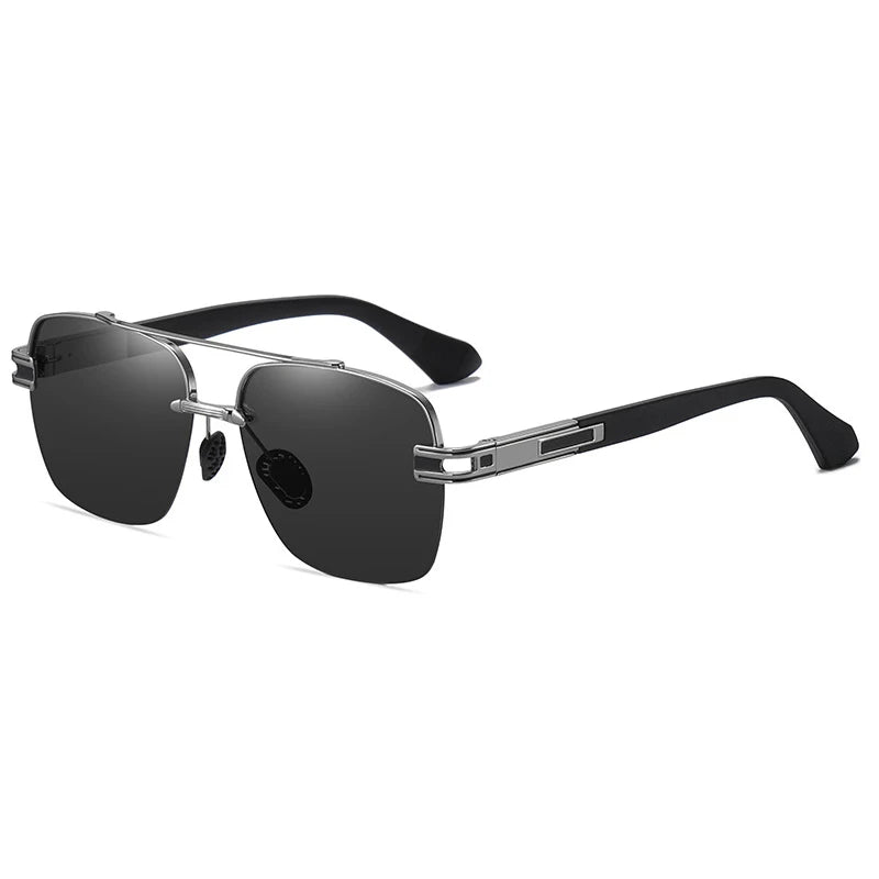 Men's Luxury Metal Half Frame Polarized Sunglasses