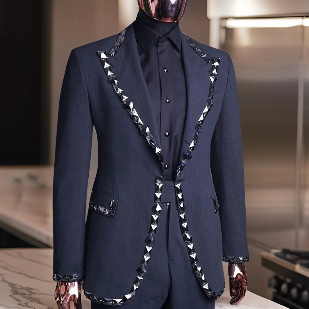 Men's Notched Lapel Beaded Wedding Suits