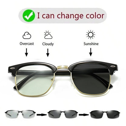 Men's Rectangle Retro Shade Photochromic Sunglasses