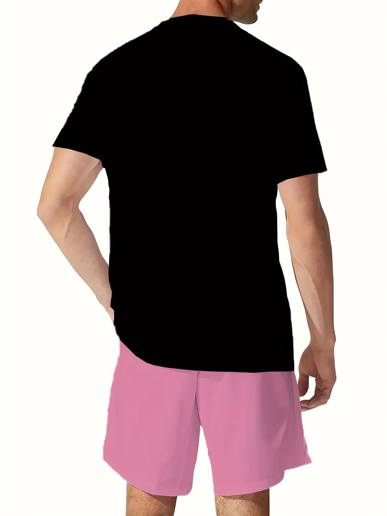 Men's Short Sleeve Bear Print Summer Tracksuit