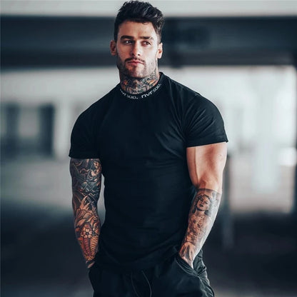 Men's Short sleeve Cotton Bodybuilding Gym T-shirt