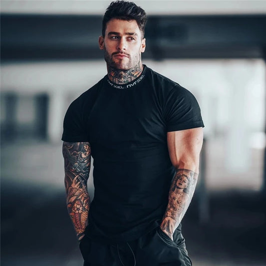 Men's Short sleeve Cotton Bodybuilding Gym T-shirt