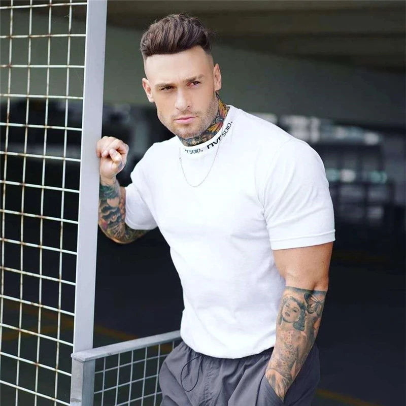 Men's Short sleeve Cotton Bodybuilding Gym T-shirt