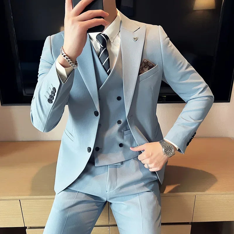 Men's Slim Fit Wedding Tuxedos Three Pieces Groom Suit
