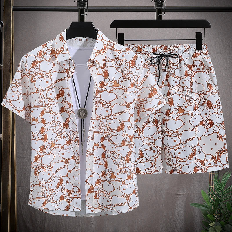 Men's Summer Short-Sleeved Floral Tracksuit