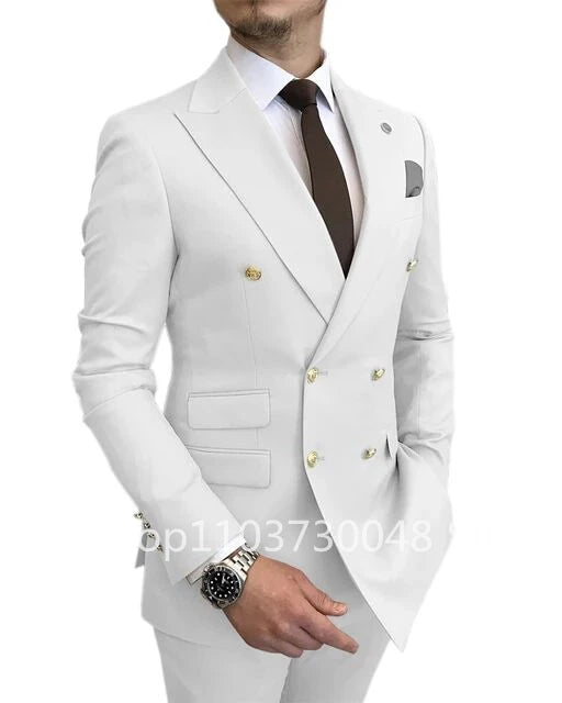Men's Slim Fit Wedding Peak Lapel Blazer Pant Suit