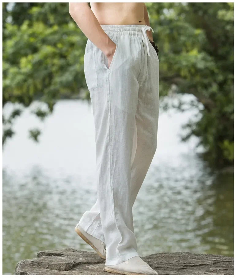 Men's Breathable Slim-Fit Cotton Linen Pants