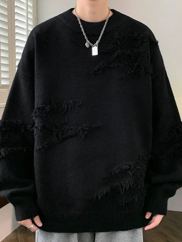 Men's Long Sleeve Round Neck Fleece Knitted Sweaters