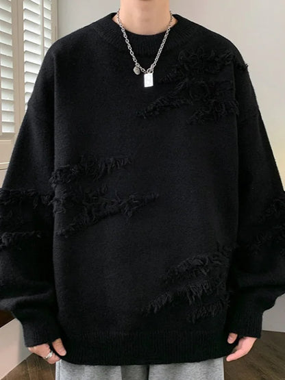 Men's Long Sleeve Round Neck Fleece Knitted Sweaters