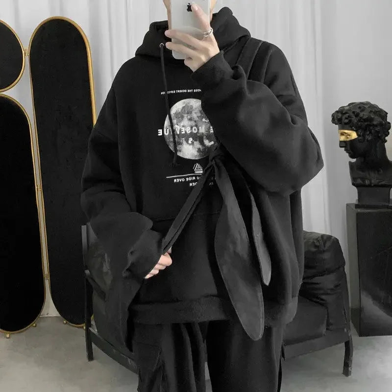 Men's Loose Moon Print Autumn Winter Hoodie