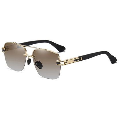 Men's Luxury Metal Half Frame Polarized Sunglasses