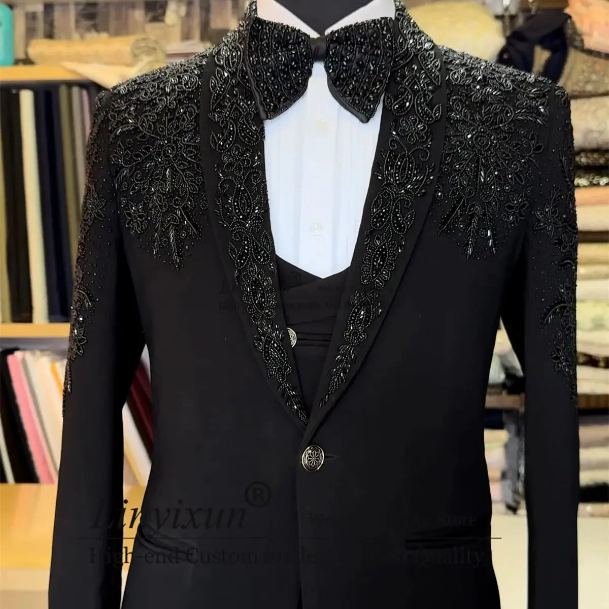 Men's Metal Embellished Shawl Lapel Suit