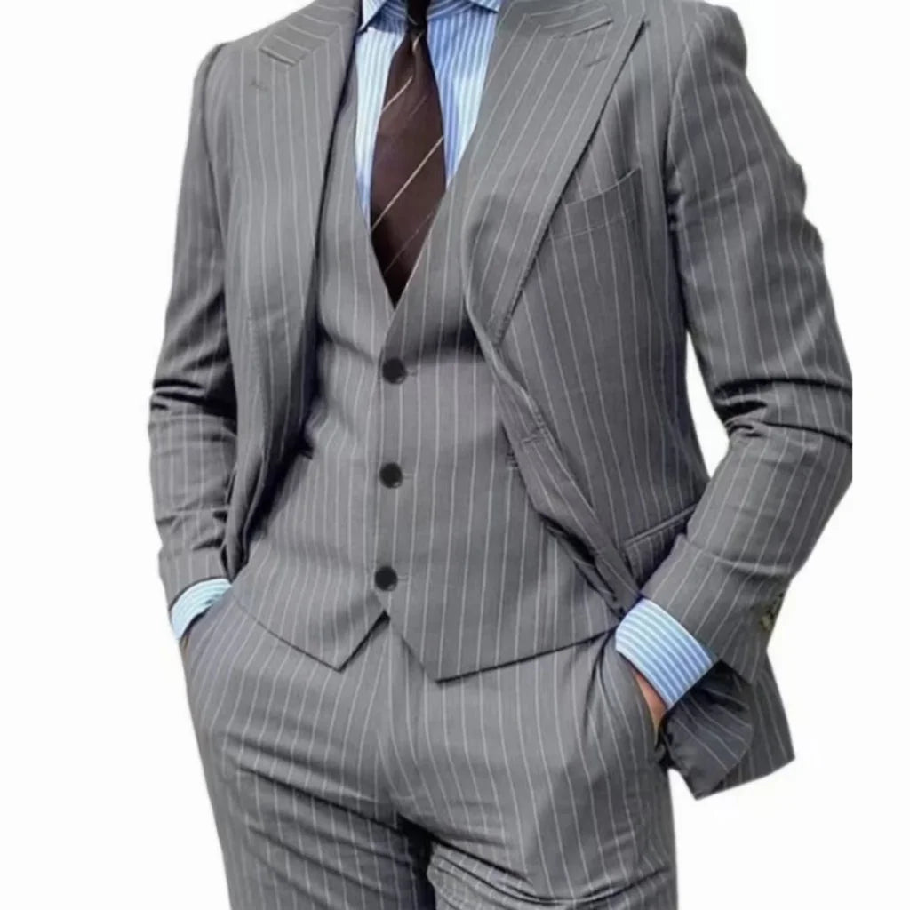Mens Slim Fit 3 Pieces Blazer Vest Pants Set