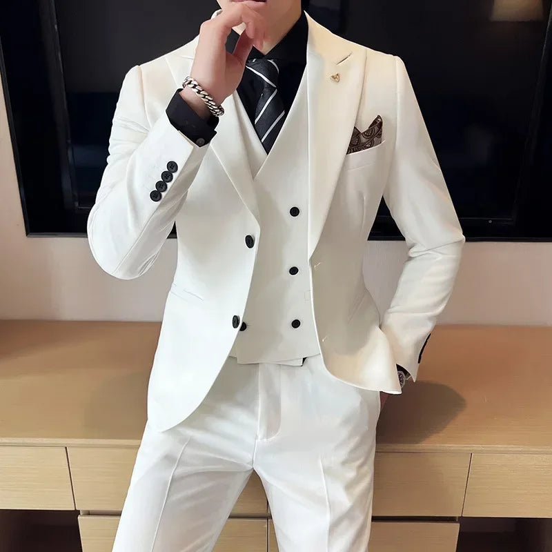 Men's Slim Fit Wedding Tuxedos Three Pieces Groom Suit