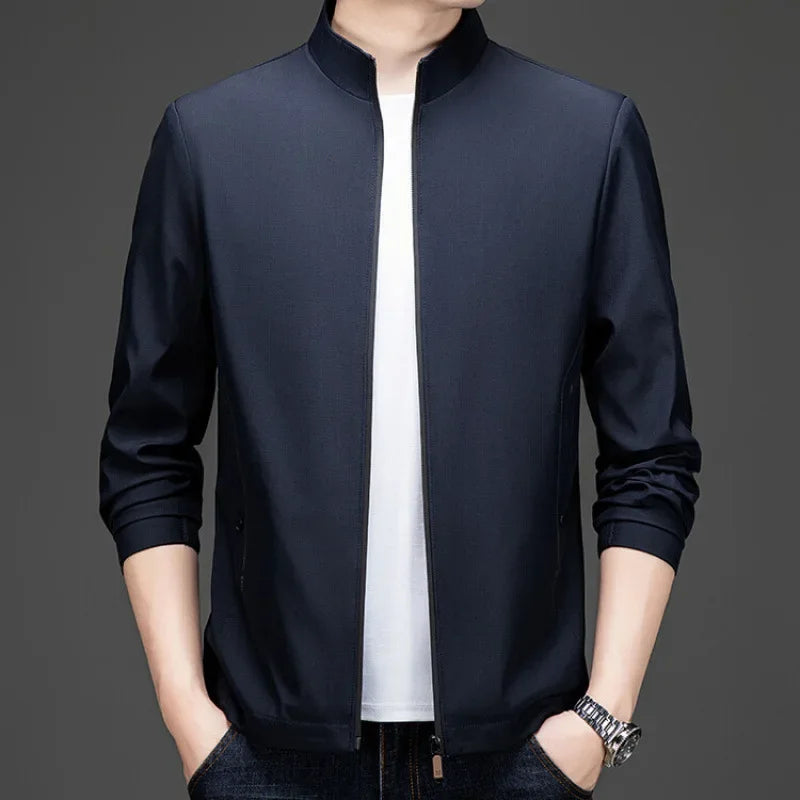 Mens Stand Collar Business Zipper Jackets