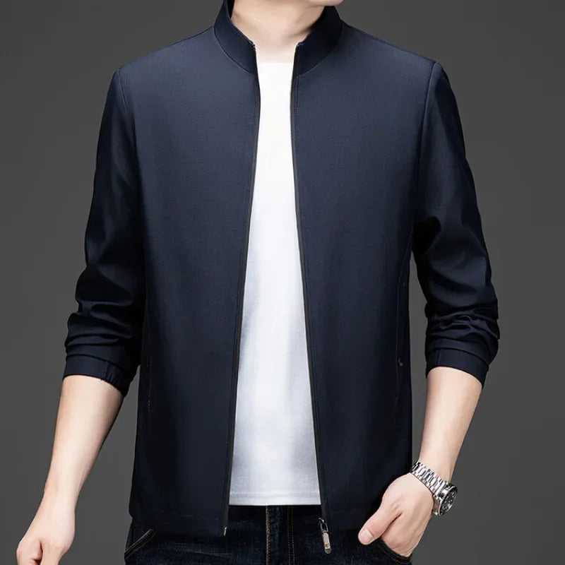 Mens Stand Collar Business Zipper Jackets