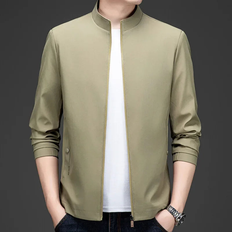 Mens Stand Collar Business Zipper Jackets
