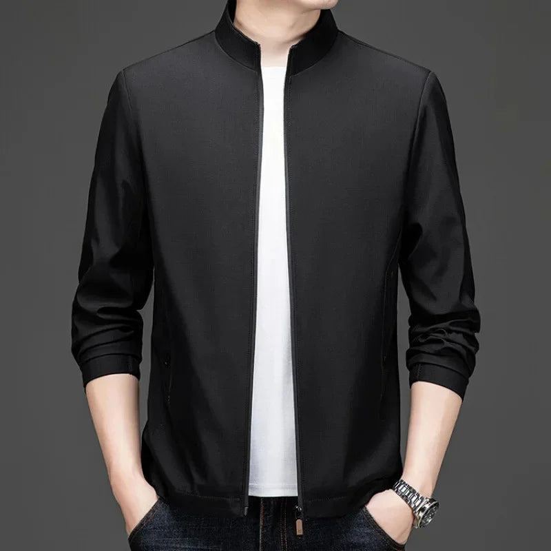 Mens Stand Collar Business Zipper Jackets