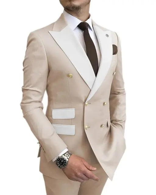 Men's Slim Fit Wedding Peak Lapel Blazer Pant Suit