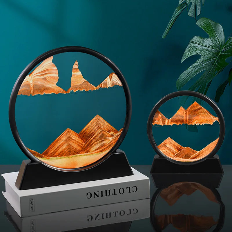 Moveable Sea Sandscape Round Hourglass Art Decor