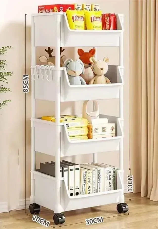 Multi TierPlastic Bookshelf Trolley Cabinet