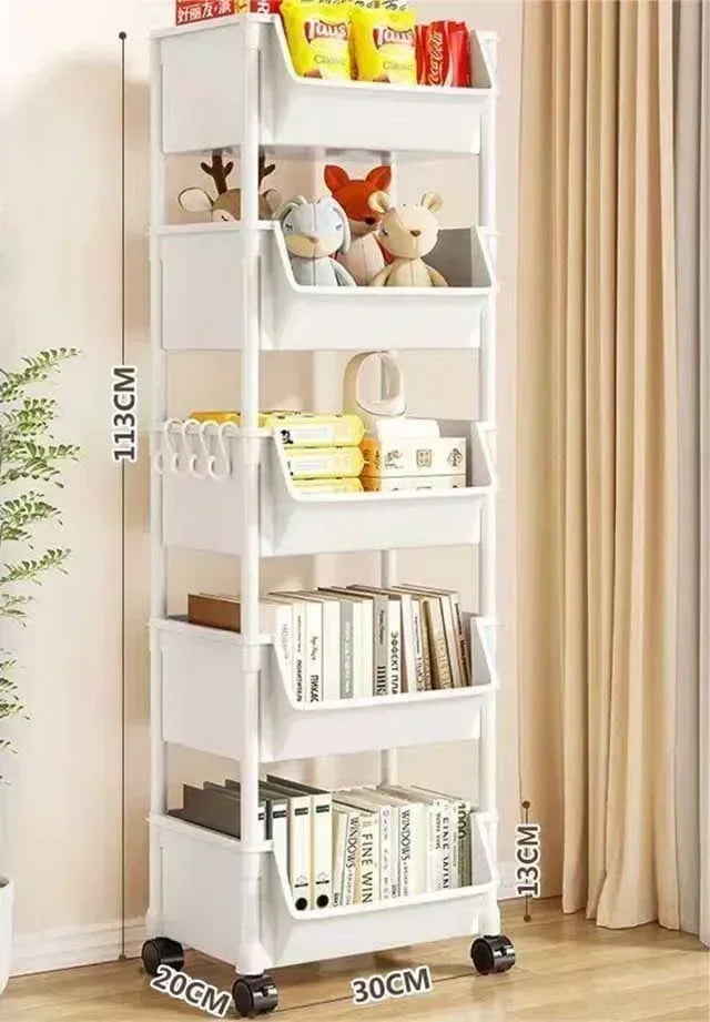 Multi TierPlastic Bookshelf Trolley Cabinet