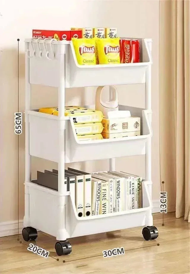 Multi TierPlastic Bookshelf Trolley Cabinet