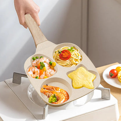 Non-Stick Wood Grain Handle Porous Frying Pan