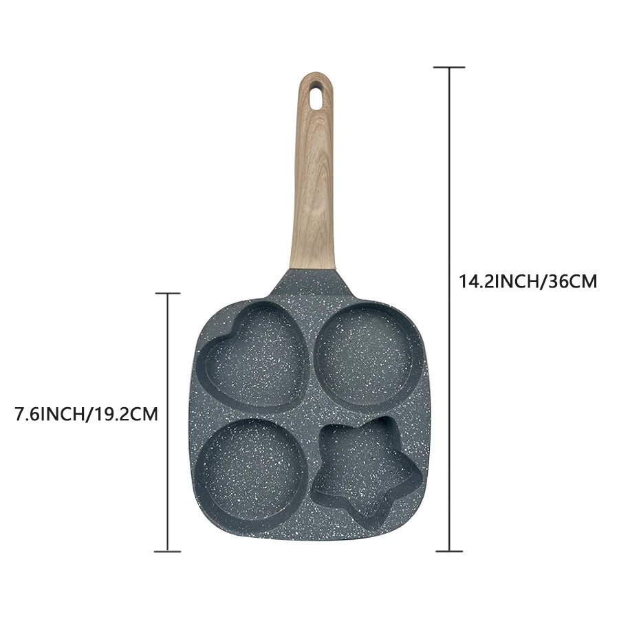 Non-Stick Wood Grain Handle Porous Frying Pan