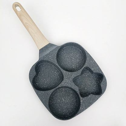 Non-Stick Wood Grain Handle Porous Frying Pan