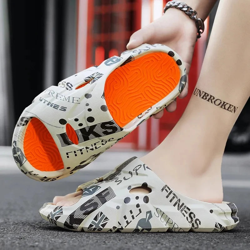 One-Row Thick Bottom Men's Athletic Slippers