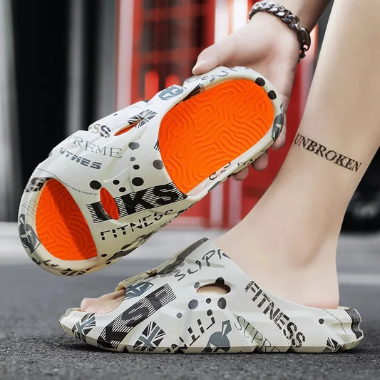 One-Row Thick Bottom Men's Athletic Slippers