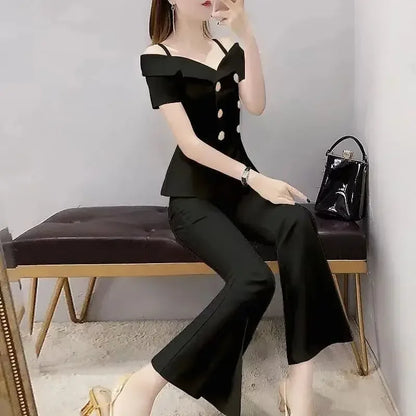 One-Shoulder Strapless 2 Piece Suit For Ladies