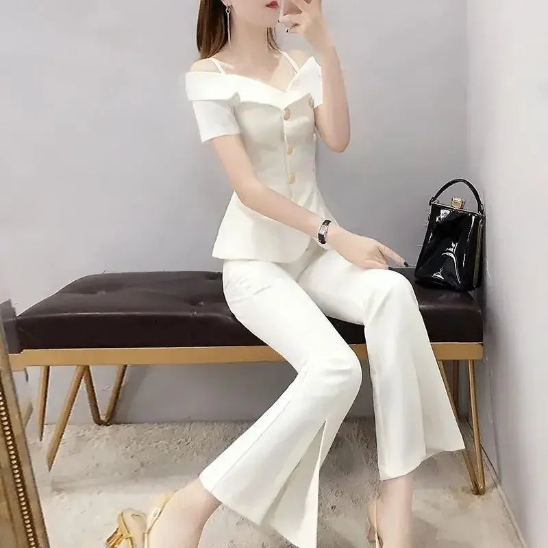 One-Shoulder Strapless 2 Piece Suit For Ladies