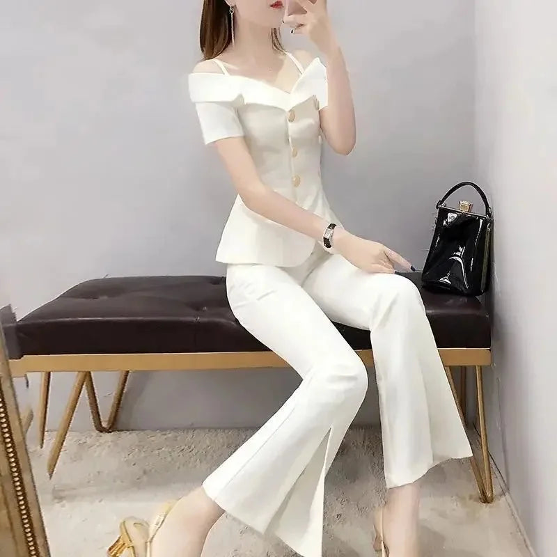 One-Shoulder Strapless 2 Piece Suit For Ladies
