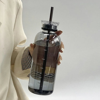 Outdoor Double Cover Drinking Glass Bottle