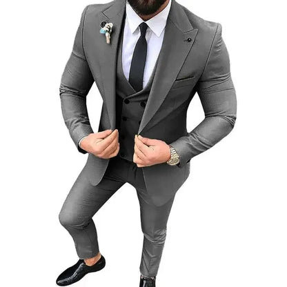 Peak Lapel Slim Fit Men's 3 Piece Suit