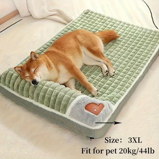 Pet Winter Warm Plaid Fluff Sleeping Washable Beds