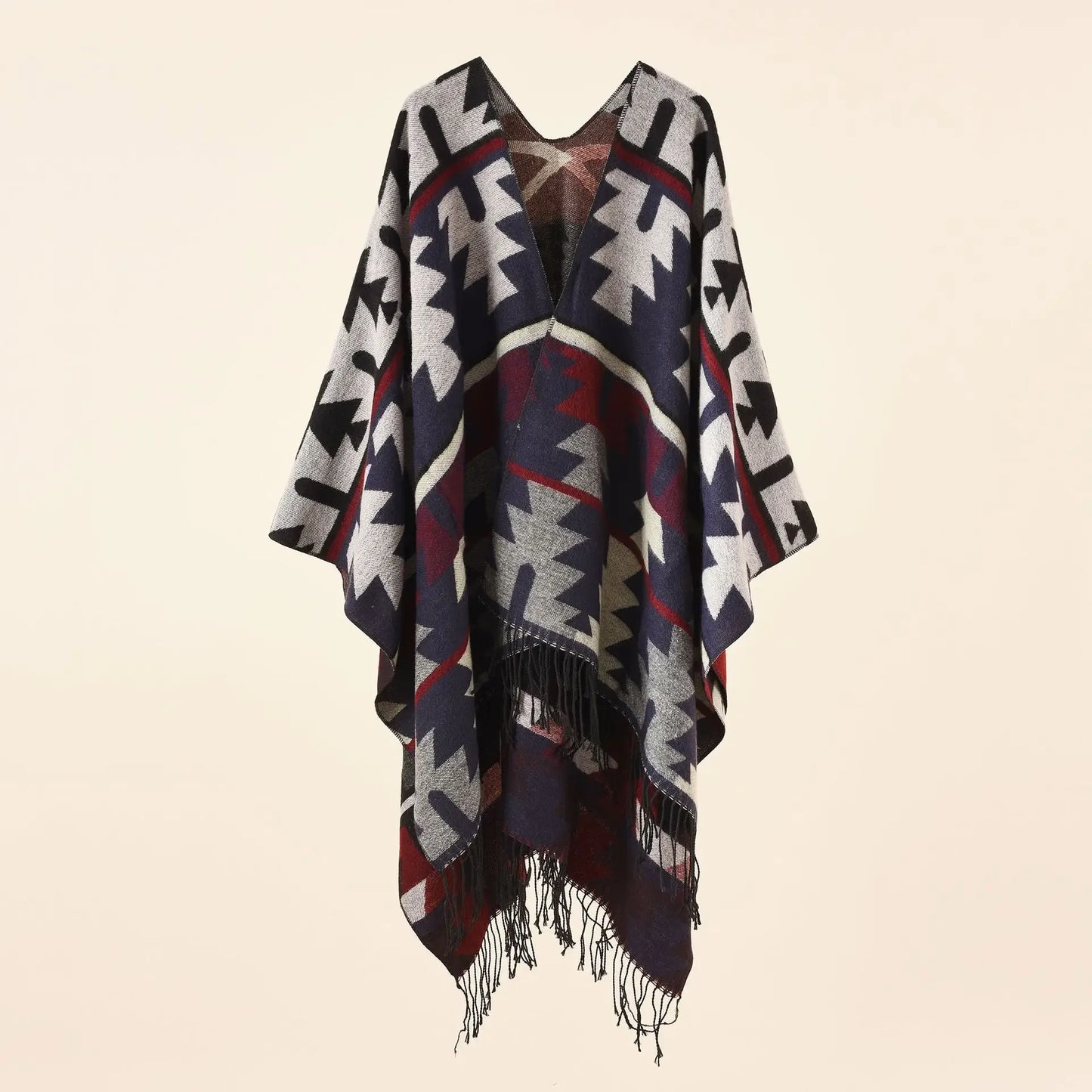 Plaid Patterned Tassel Shoulder Women Winter Shawl