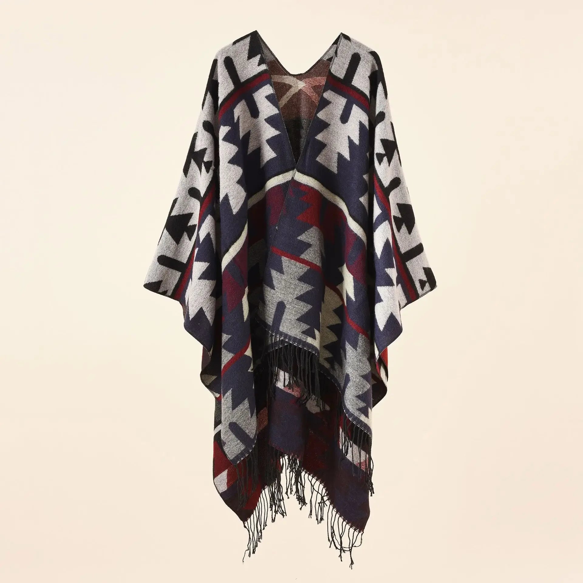 Plaid Patterned Tassel Shoulder Women Winter Shawl
