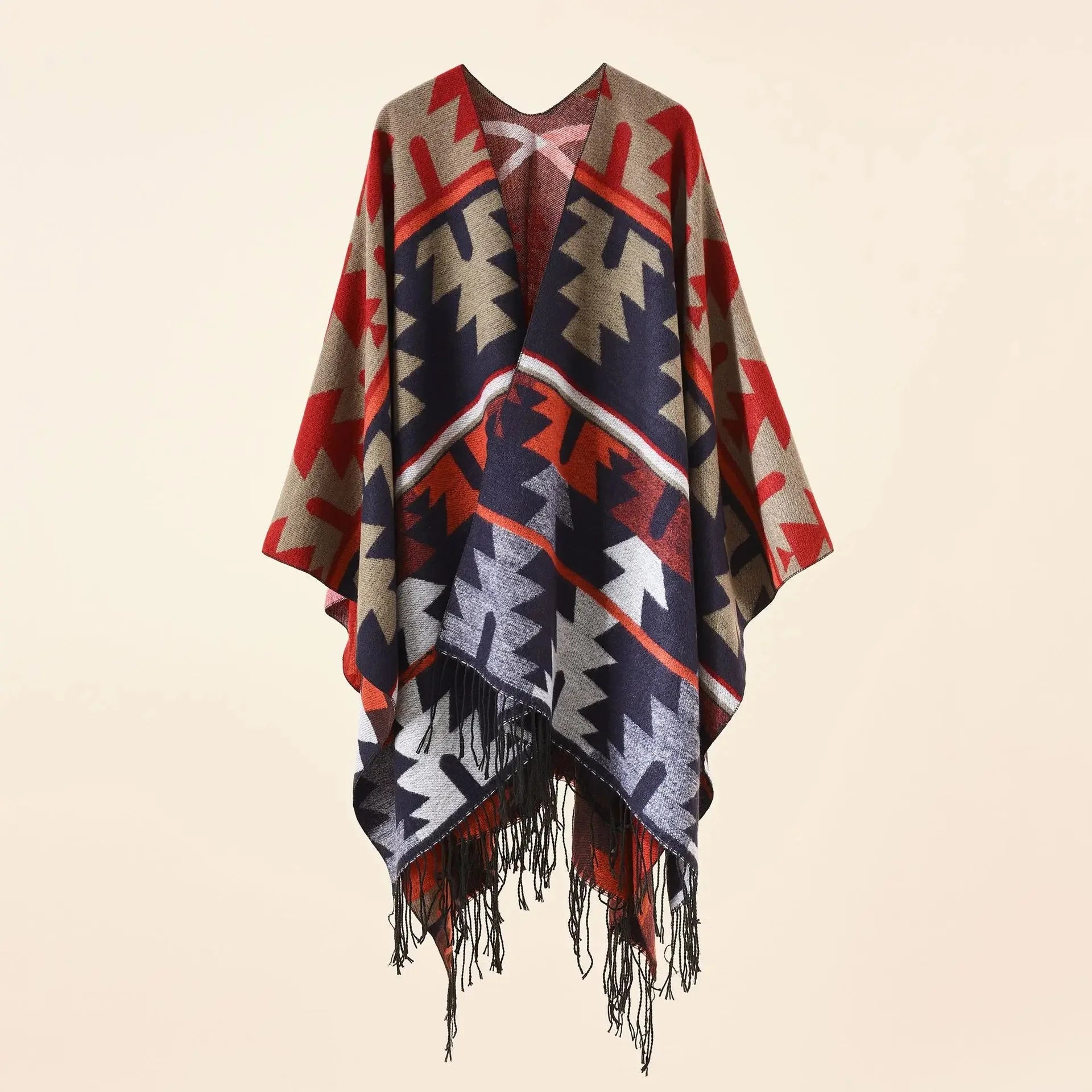 Plaid Patterned Tassel Shoulder Women Winter Shawl
