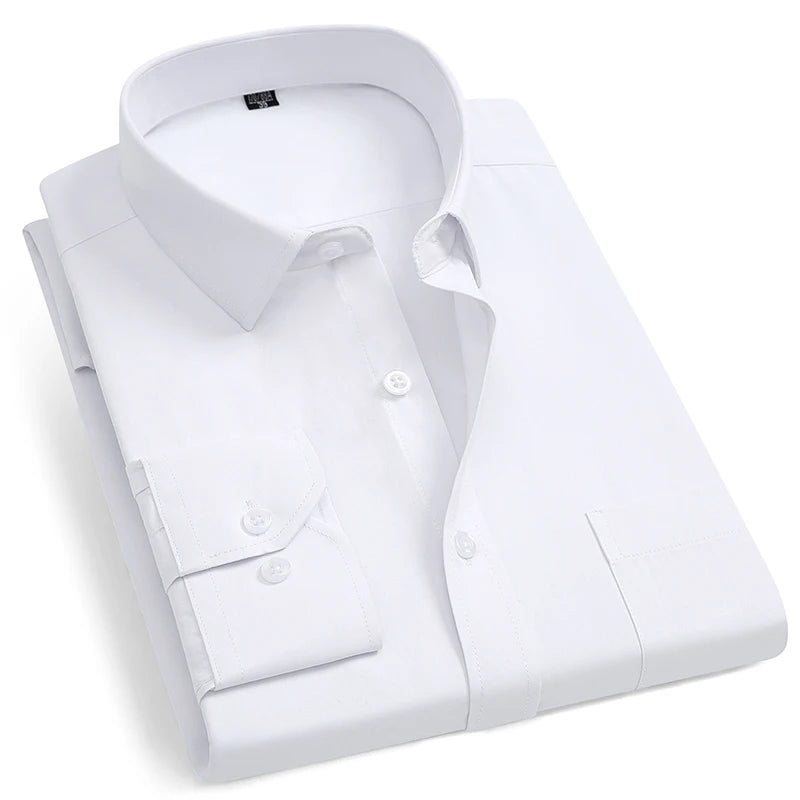 Folded white dress shirt on a white background