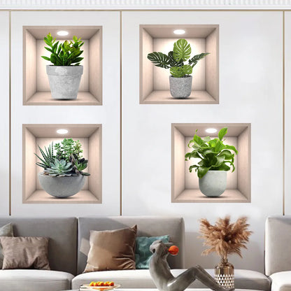 Potted Plant Illustration Sticker Wall Decals