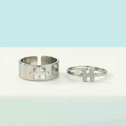 Stainless Steel Puzzle Promise Adjustable Rings