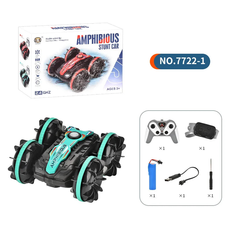 Dual Remote Control LED Amphibious Stunt Car