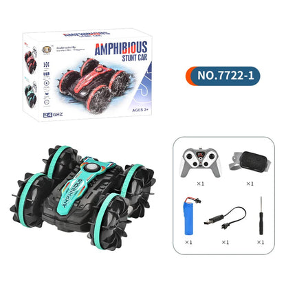 Dual Remote Control LED Amphibious Stunt Car