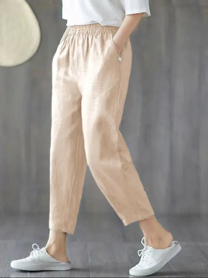 Summer Retro Print Cotton Straight Harem Sweatpants
