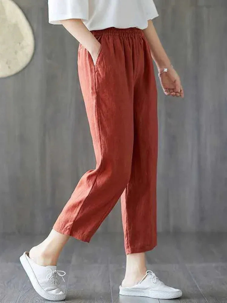 Summer Retro Print Cotton Straight Harem Sweatpants