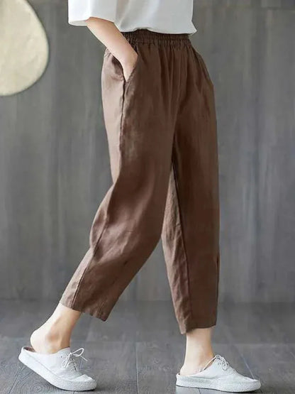 Summer Retro Print Cotton Straight Harem Sweatpants