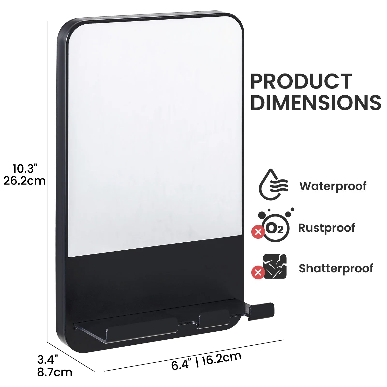 Rust-Proof Anti Fog Bathroom Mirror